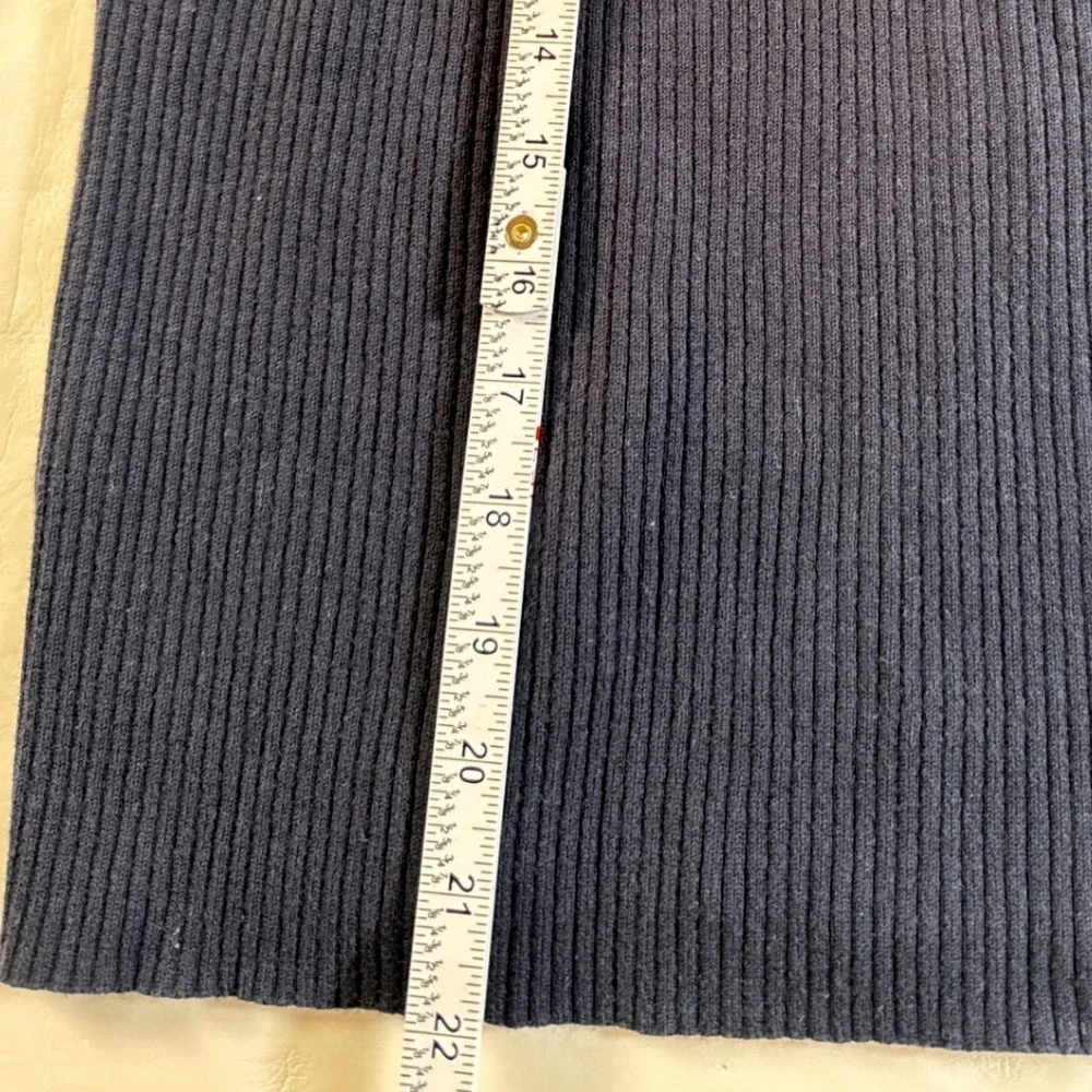 1901 Navy Ribbed Crew Neck Long Sleeve Sweater Top  L Cotton Blend Casual‎ Comfy